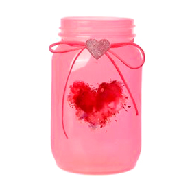 Glass jar Timeless Heart 3x5in light pink