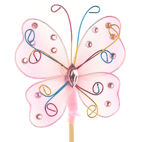 Butterfly Oriënt 7cm on 50cm stick pink