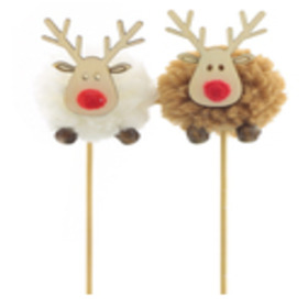 Reindeer Ren 4cm on 8cm stick FSC* assorted x2