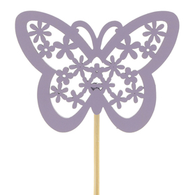 Butterfly Stacey 4.5cm on 10cm stick FSC* lilac