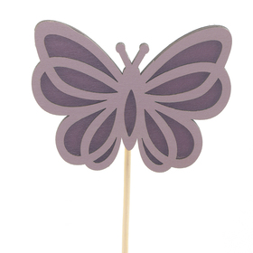 Vlinder Mischa 8cm op 50cm stok FSC* aubergine