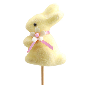 Hase Bunny Bow 7cm auf 50cm Stick gelb