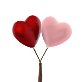 Corazón Youandi 0.80x1.57in rojo/rosado en palo 20in rojo