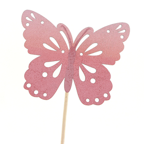 Vlinder Zazou 4cm op 10cm stok FSC* rood