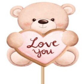 Bear Love You 8cm on 50cm stick