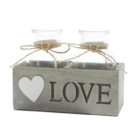 Wooden box Love FSC* with 2 glasses. Polen