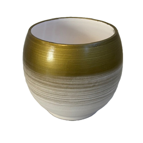Ceramic Pot Chic 5in white/gold