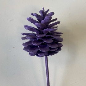 Pinecone 4-6cm on 36cm stick purple FSC*