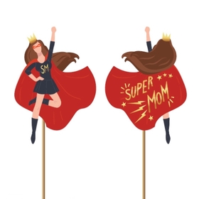 Super Mom 10x6.5cm on 50cm stick