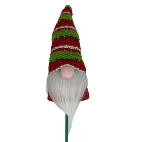Xmas Gnome 4.75in pick on 20in stick green/red