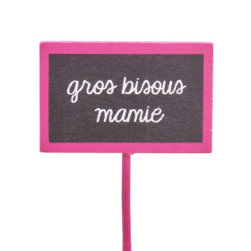 Gros Bisous Mamie 7.5x5cm on 50cm stick FSC*pink