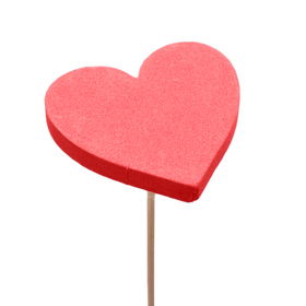 Heart Eva 7cm on 50cm stick red