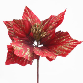 Poinsettia 20cm on 50cm stick red