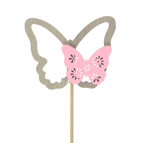 Butterfly Milly 6cm on 10cm stick FSC* pink