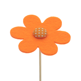 Flower Felt 8cm on 50cm stick orange
