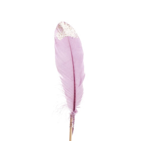 Feather Glitter Tip 12cm on 50cm stick lilac