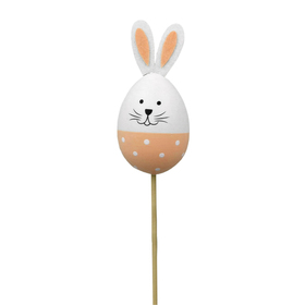 Egg Rabbit with dots 3x1.6in on 20in stick orange