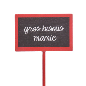 Gros Bisous Mamie 5.5x3.5cm on 15cm stick FSC*red