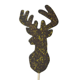 Christmas Stag Head pick (5x7cm) on 50cm stick