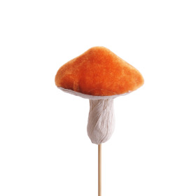 Velvet Mushroom 7cm on 10cm stick orange
