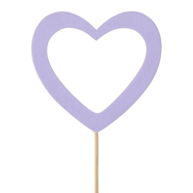 Heart Ashley 6.5cm on 10cm stick FSC* lilac