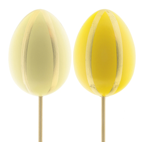 Easter egg Glam 6cm on 50cm stick yellow/ocher assorted x2