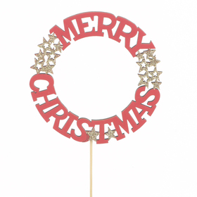 Christmas Carol mit glitzer 10cm auf 50cm Stick FSC* rot