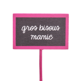 Gros Bisous Mamie 5.5x3.5cm on 15cm stick FSC* pink