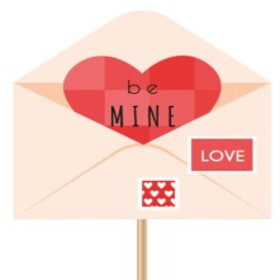 Be Mine Envelope 8cm on 50cm stick