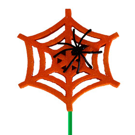 Halloween Spider Web 4in on 20in stick orange