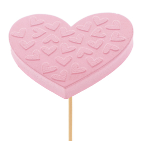 Coeur Pixie 7cm sur pique 50cm rose