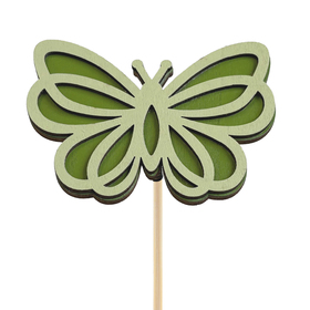 Vlinder Mischa 8cm op 50cm stok FSC* groen