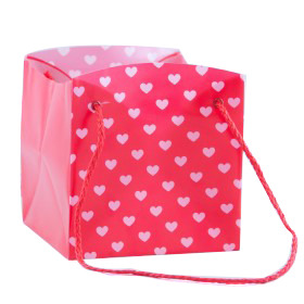 Carrybag waterproof folded Hearts 16.5x15.4x15.4cm red