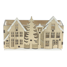 MDF Wooden houses FSC* 21x8.5cm with LED x3