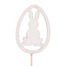 Egg Rabbit 5cm on 10cm stick white