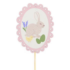 Rabbit Fiene 9cm on 50cm stick FSC* pink