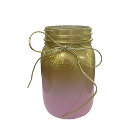 Glass jar Two Tones 8x13cm rosado/dorado