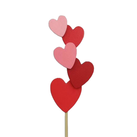 Heart Sweety 10cm on 50cm stick red