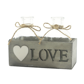 Wooden box Love FSC* with 2 small glasses