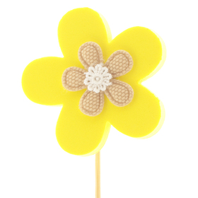 Blume Fantasy 7cm auf 50cm stick gelb