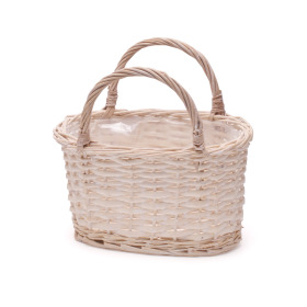 Basket Oval with handles 25x15cm H13.5cm white