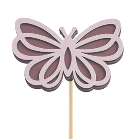 Vlinder Mischa 8cm op 50cm stok FSC* roze