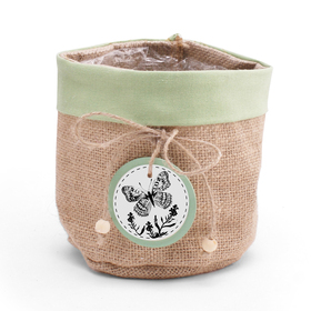 Jute tas Butterfly Ø16xH16cm groen