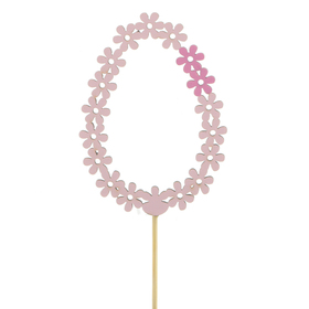 Egg Floral Easter 7.5cm on 50cm stick FSC* pink