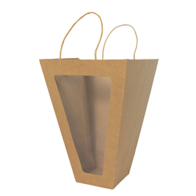 Carrybag kraft window 4” 22.75/22.75x10.25/10.25x30.5cm
