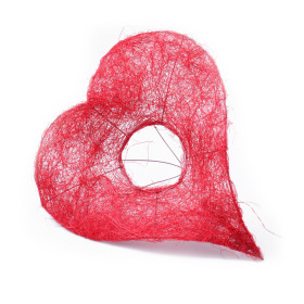Bouquet holder Sisal Heart Long 25cm red