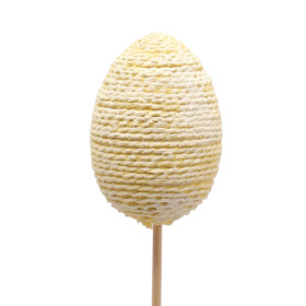 Wrapped Rope Egg 7cm on 50cm stick yellow
