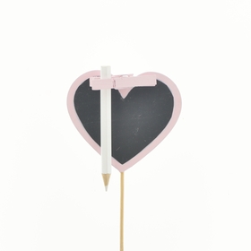 Chalkboard Heart 8cm on 20cm stick FSC* pink