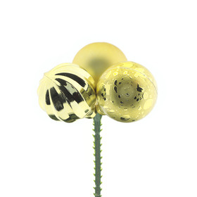 Christmas Balls Trio 3cm on 10cm stick gold