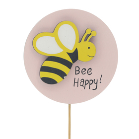 Bee Happy 7,5cm op 50cm stok FSC*  roze